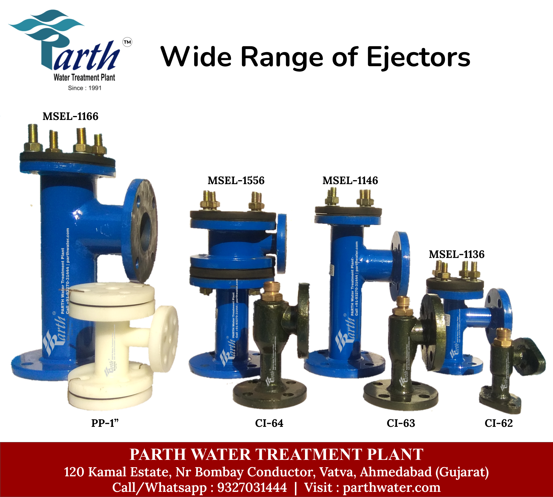 ALL EJECTORS for water softener and distilled water plant